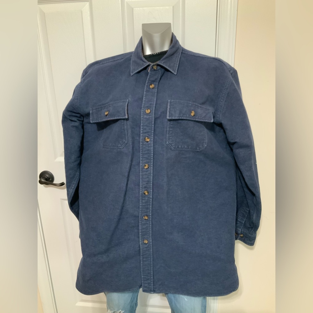 Rare VTG LL Bean Blue Chamois Shirt Men’s XLARGE Tall Aztec Blanket Lined